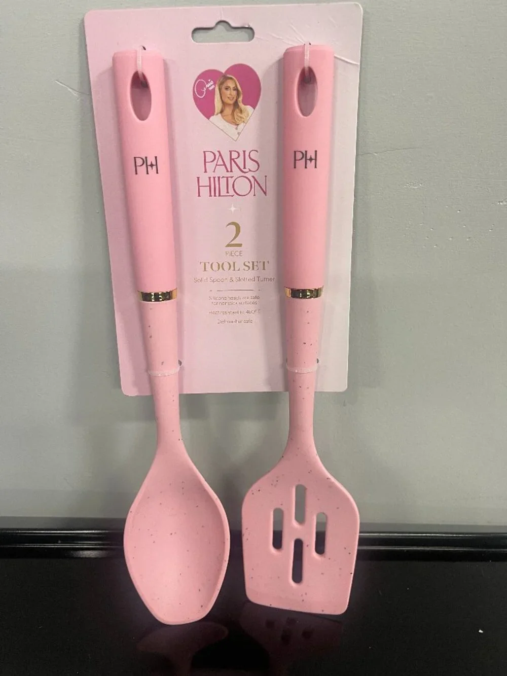 Paris Hilton Pink Silicone Spoon & Turner Set 2pc New